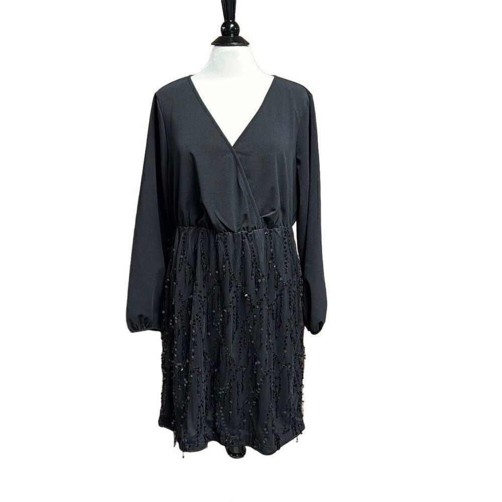 Bloomchic Black Sequin Dress Size 14 NEW